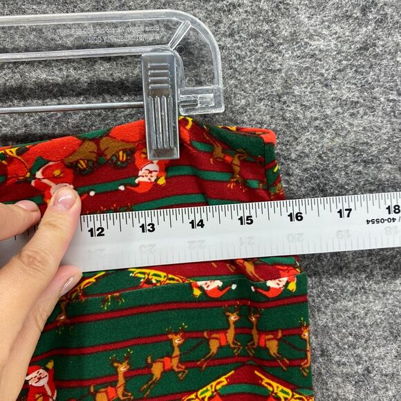 LulaRoe Leggings Women M Medium Red Striped Christmas Print Tall & Curvy Pull On - Picture 5 of 10
